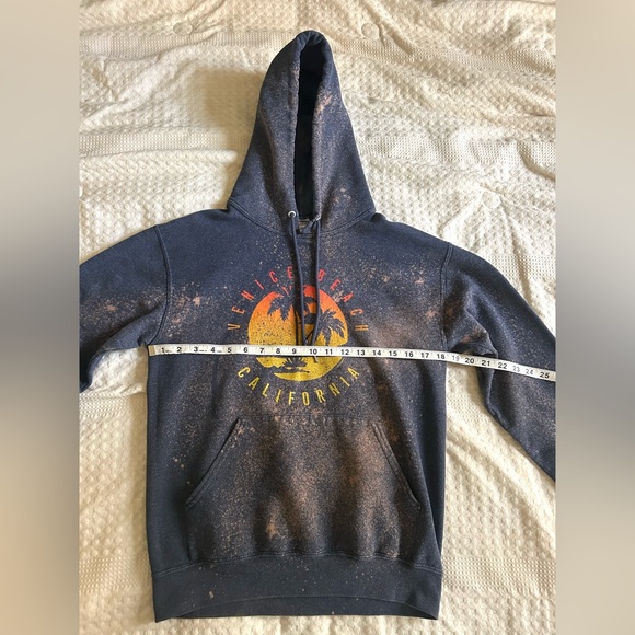 Jerzees Bleach Splatter Hoodie Size S Venice Beach California Graphic Pullover - Picture 6 of 9
